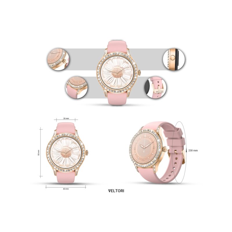 Smartwatch Damski VELTORI VT360-1 Różowy Pasek Silikonowy