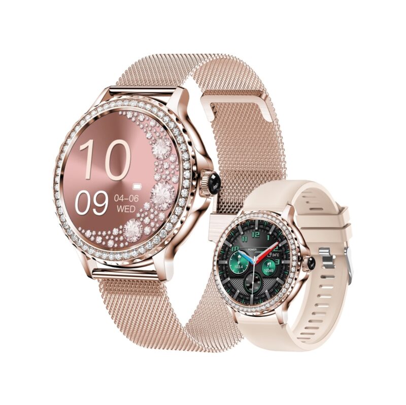 83_63_17_max Smartwatch Damski Rubicon RNCF19-1 Różowe Złoto Bransoleta + Pasek