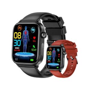 Smartwatch Męski Rubicon RNCF33 BLACK + Pasek Bordowy