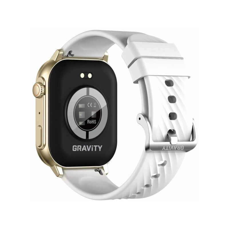 Smartwatch Damski GRAVITY GT15-10 Biały Pasek Silikonowy + Złota Bransoleta