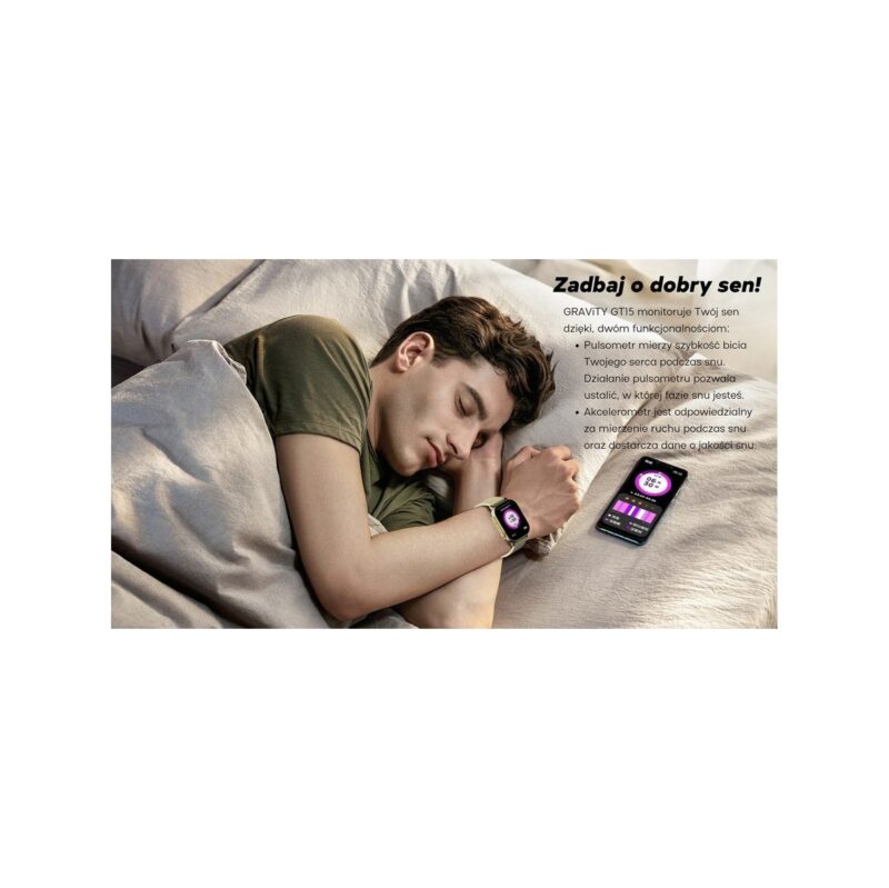 Smartwatch Damski GRAVITY GT15-11 Granatowy Pasek Silikonowy + Złota Bransoleta