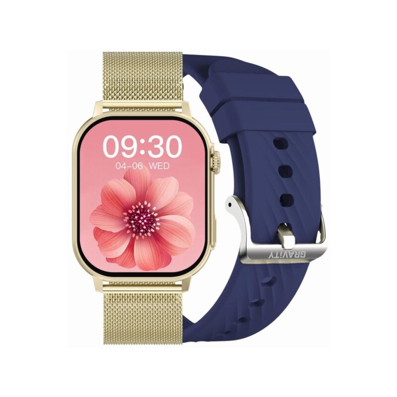 Smartwatch Damski GRAVITY GT15-11 Granatowy Pasek Silikonowy + Złota Bransoleta