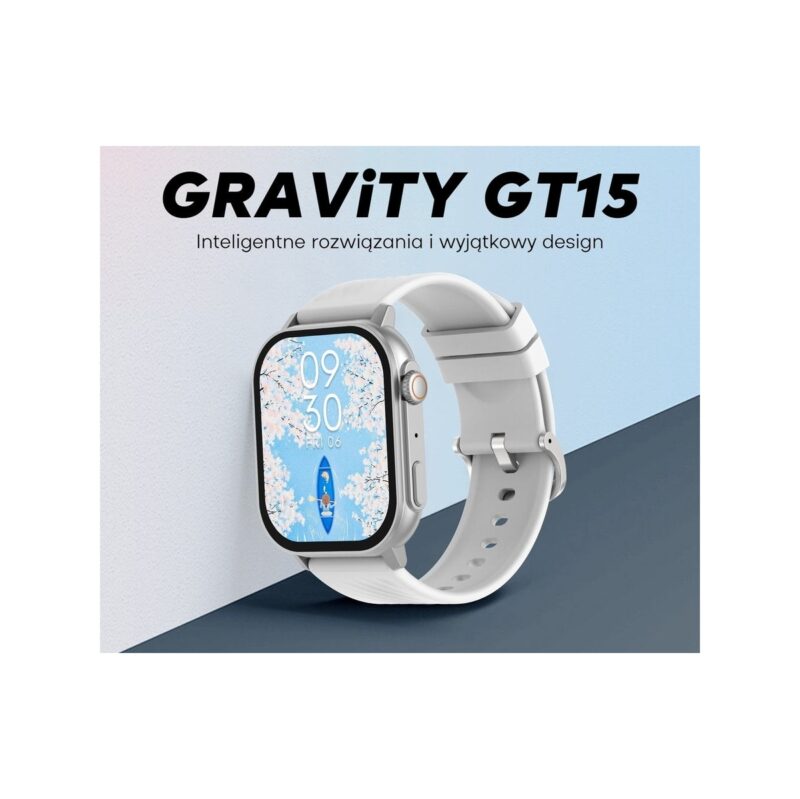 Smartwatch Damski GRAVITY GT15-11 Granatowy Pasek Silikonowy + Złota Bransoleta
