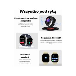 Smartwatch Damski GRAVITY GT15-12 Granatowy Pasek Silikonowy + Czarna Bransoleta