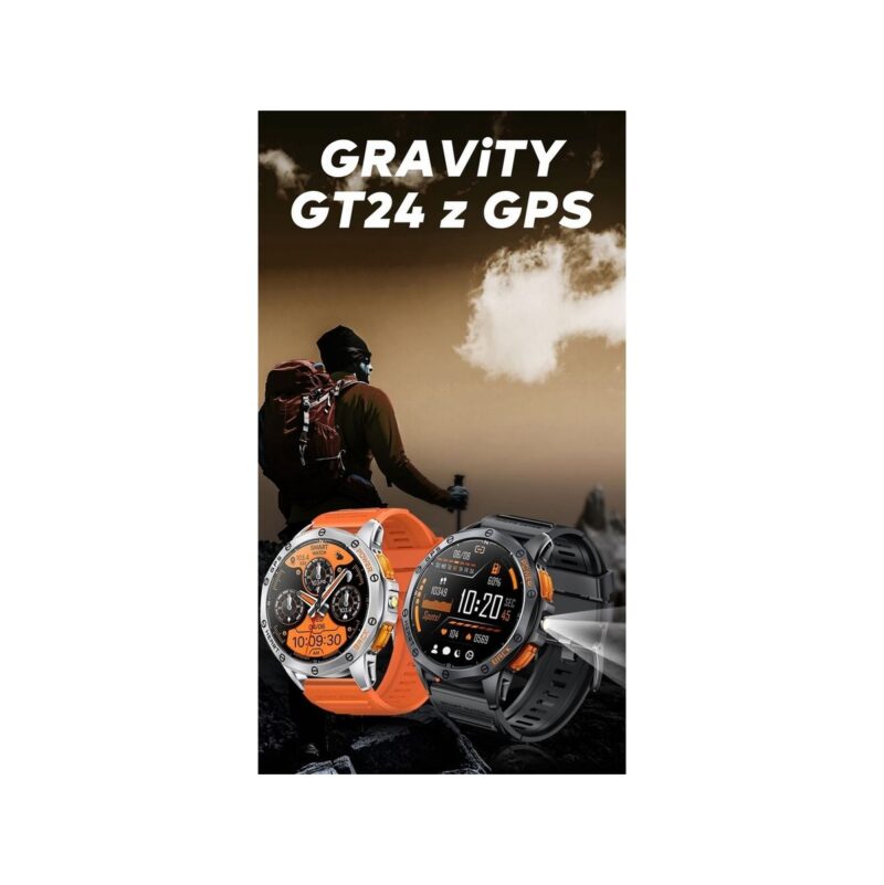 Smartwatch Męski GRAVITY GPS GT24-1 Czarny Pasek Silikonowy + Granatowy Pasek Silikonowy