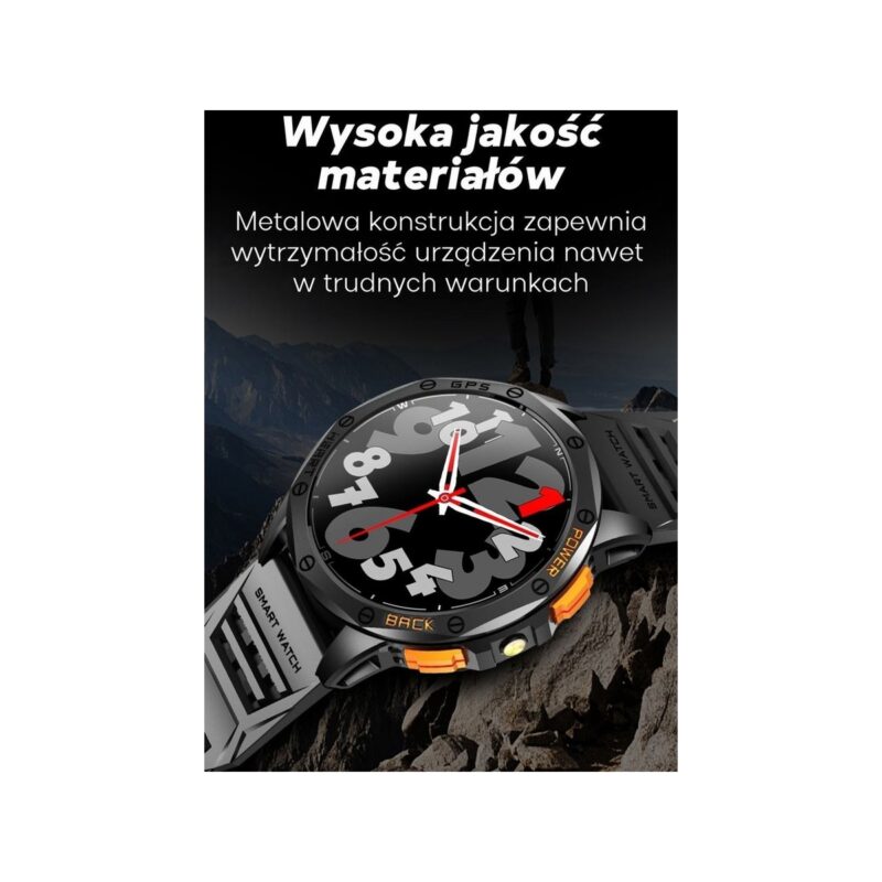 Smartwatch Męski GRAVITY GPS GT24-1 Czarny Pasek Silikonowy + Granatowy Pasek Silikonowy