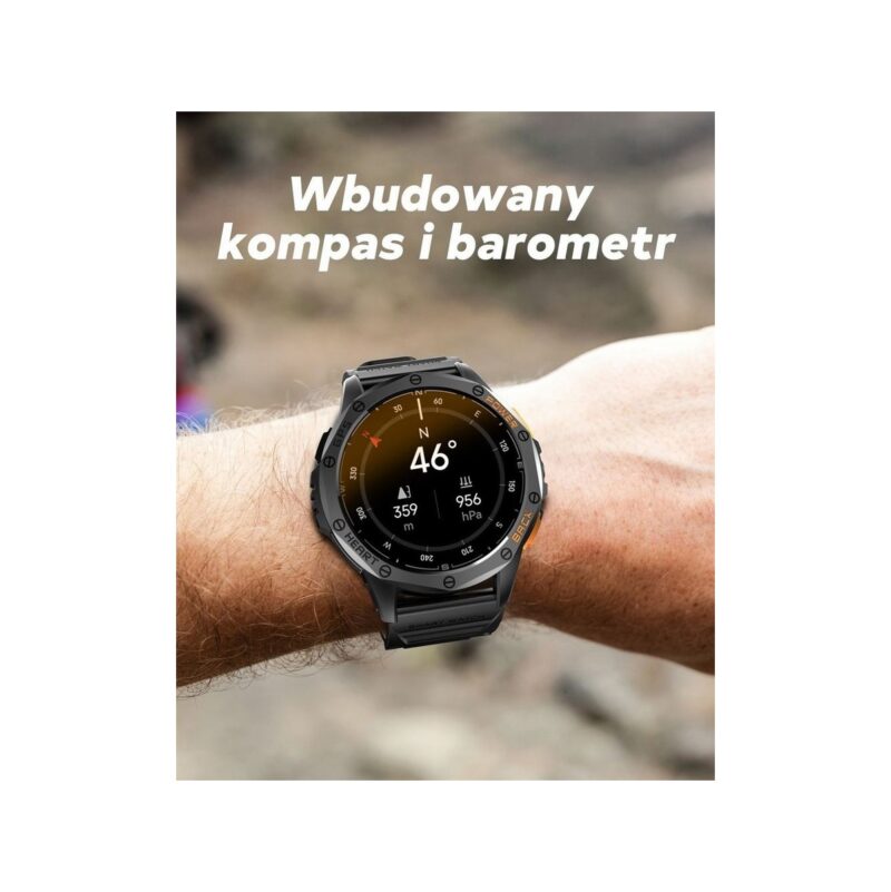 Smartwatch Męski GRAVITY GPS GT24-3 Czarny Pasek Silikonowy + Pomarańczowy Pasek Silikonowy