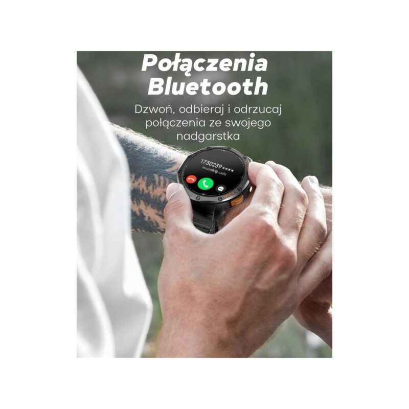 Smartwatch Męski GRAVITY GPS GT24-3 Czarny Pasek Silikonowy + Pomarańczowy Pasek Silikonowy