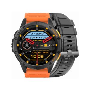 Smartwatch Męski GRAVITY GPS GT24-3 Czarny Pasek Silikonowy + Pomarańczowy Pasek Silikonowy
