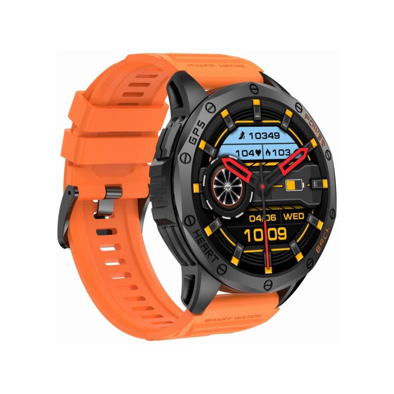 Smartwatch Męski GRAVITY GPS GT24-3 Czarny Pasek Silikonowy + Pomarańczowy Pasek Silikonowy