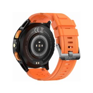 Smartwatch Męski GRAVITY GPS GT24-3 Czarny Pasek Silikonowy + Pomarańczowy Pasek Silikonowy