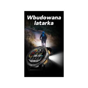 Smartwatch Męski GRAVITY GPS GT24-4 Czarny Pasek Silikonowy + Pomarańczowy Pasek Silikonowy