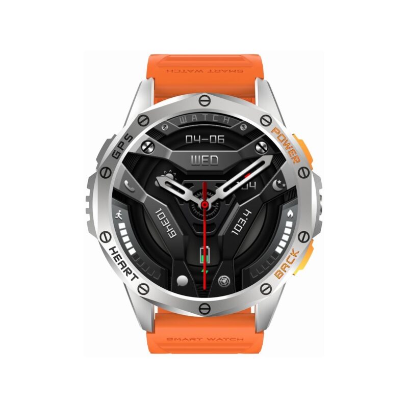 Smartwatch Męski GRAVITY GPS GT24-4 Czarny Pasek Silikonowy + Pomarańczowy Pasek Silikonowy