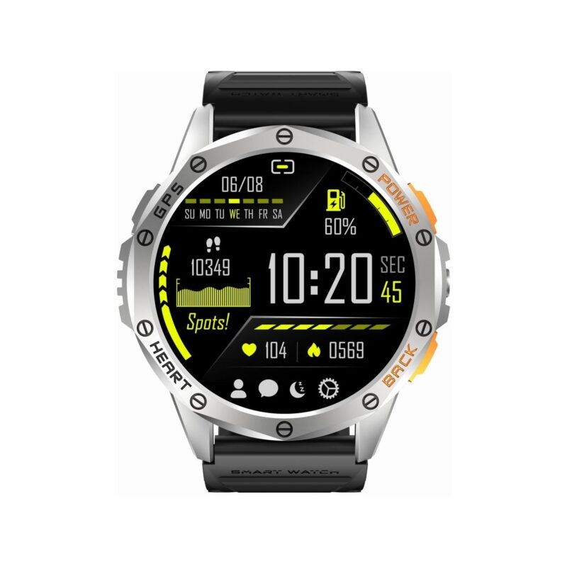 Smartwatch Męski GRAVITY GPS GT24-4 Czarny Pasek Silikonowy + Pomarańczowy Pasek Silikonowy