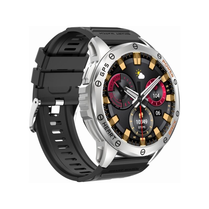 Smartwatch Męski GRAVITY GPS GT24-4 Czarny Pasek Silikonowy + Pomarańczowy Pasek Silikonowy