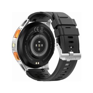 Smartwatch Męski GRAVITY GPS GT24-4 Czarny Pasek Silikonowy + Pomarańczowy Pasek Silikonowy