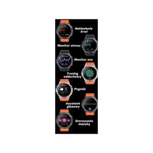 Smartwatch Męski GRAVITY GPS GT24-5 Czarny Pasek Silikonowy + Zielony Pasek Silikonowy