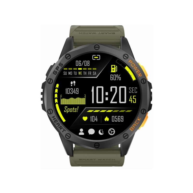 Smartwatch Męski GRAVITY GPS GT24-5 Czarny Pasek Silikonowy + Zielony Pasek Silikonowy