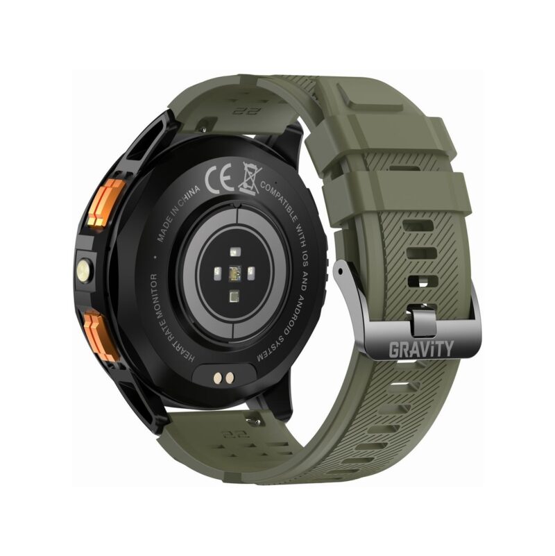 Smartwatch Męski GRAVITY GPS GT24-5 Czarny Pasek Silikonowy + Zielony Pasek Silikonowy