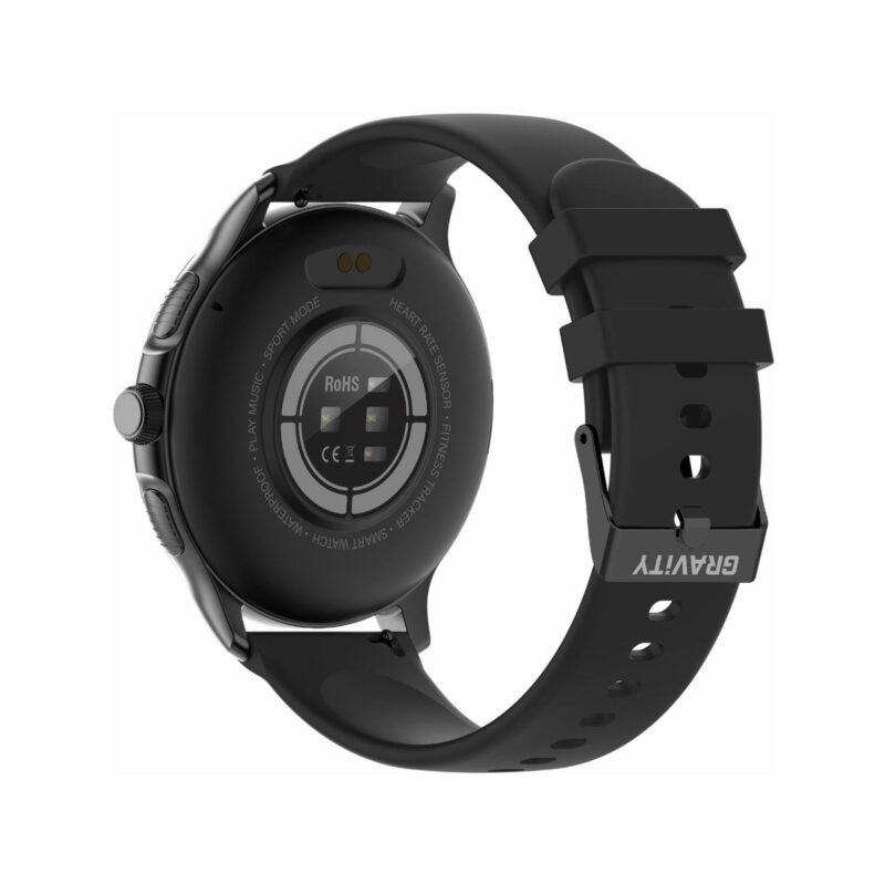 Smartwatch Damski GRAVITY GT12-1 Czarny Pasek Silikonowy + Czarna Bransoleta