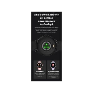 Smartwatch Damski GRAVITY GT12-2 Granatowy Pasek Silikonowy + Czarna Bransoleta