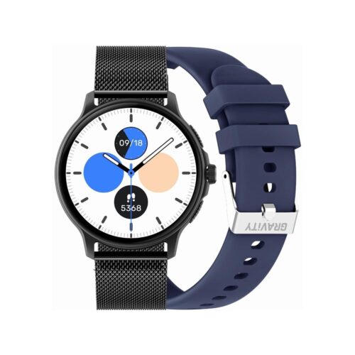Smartwatch Damski GRAVITY GT12-2 Granatowy Pasek Silikonowy + Czarna Bransoleta