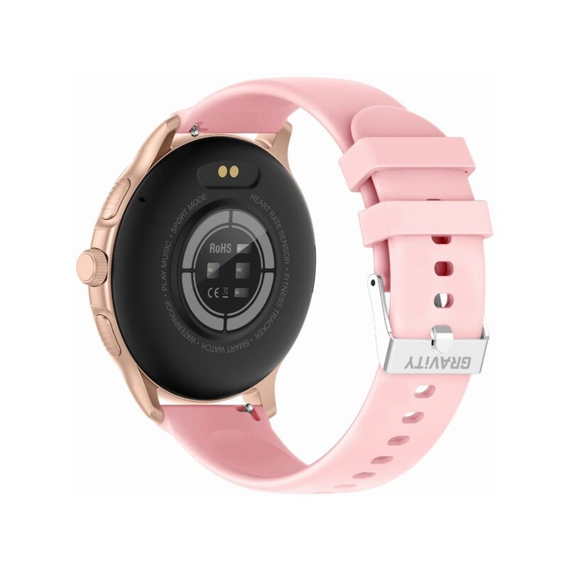 84_79_33_max Smartwatch Damski GRAVITY GT12-3 Różowy Pasek Silikonowy + Bransoleta Różowe Złoto
