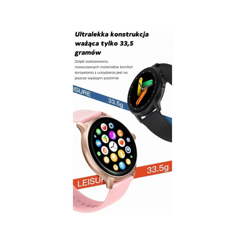 84_80_14_max Smartwatch Damski GRAVITY GT12-4 Czarny Pasek Silikonowy + Bransoleta Różowe Złoto