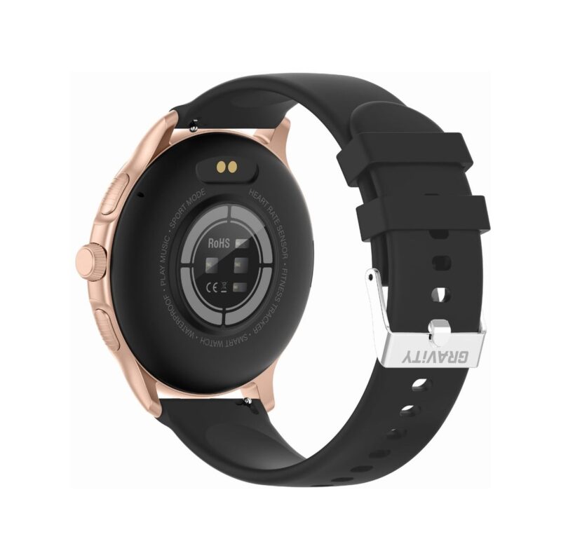 84_80_33_max Smartwatch Damski GRAVITY GT12-4 Czarny Pasek Silikonowy + Bransoleta Różowe Złoto