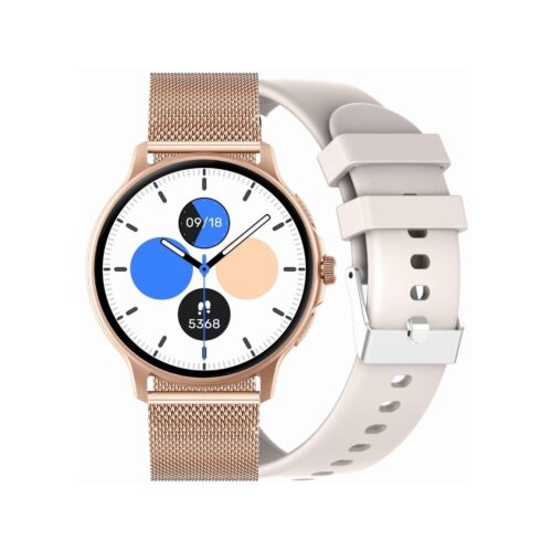 Smartwatch Damski GRAVITY GT12-5 Szary Pasek Silikonowy + Bransoleta Różowe Złoto