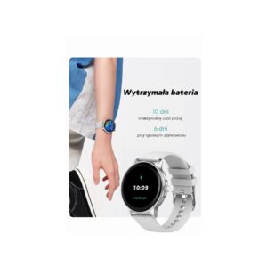 Smartwatch Damski GRAVITY GT12-6 Fioletowy Pasek Silikonowy + Srebrna Bransoleta