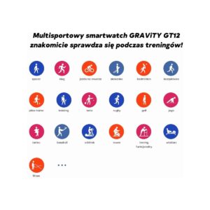 Smartwatch Damski GRAVITY GT12-6 Fioletowy Pasek Silikonowy + Srebrna Bransoleta