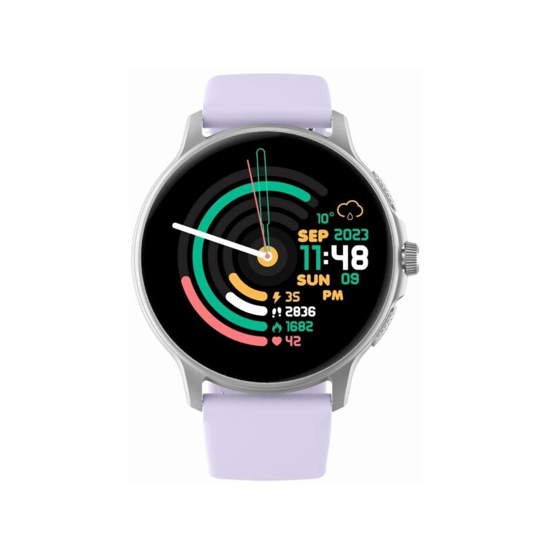 Smartwatch Damski GRAVITY GT12-6 Fioletowy Pasek Silikonowy + Srebrna Bransoleta