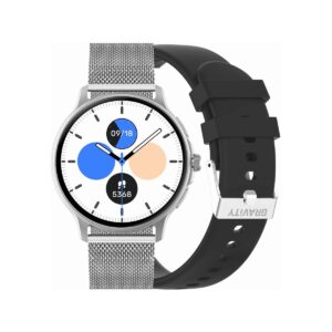 Smartwatch Damski GRAVITY GT12-7 Czarny Pasek Silikonowy + Srebrna Bransoleta