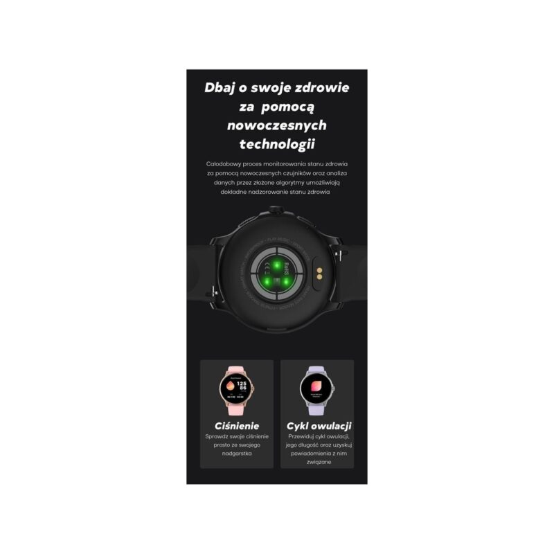 Smartwatch Damski GRAVITY GT12-8 Biały Pasek Silikonowy + Srebrna Bransoleta