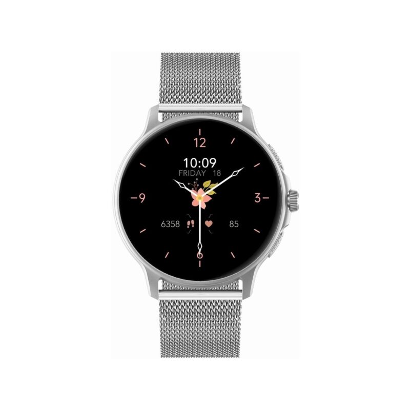 Smartwatch Damski GRAVITY GT12-8 Biały Pasek Silikonowy + Srebrna Bransoleta