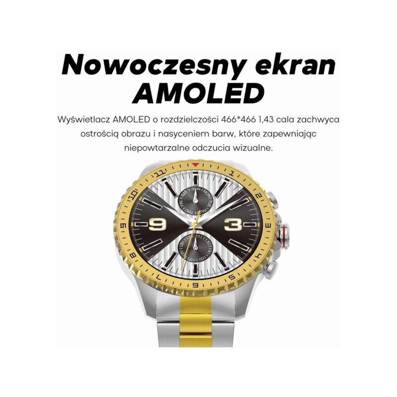 Smartwatch Męski GRAVITY GT16-1 Gold / Złota Bransoleta