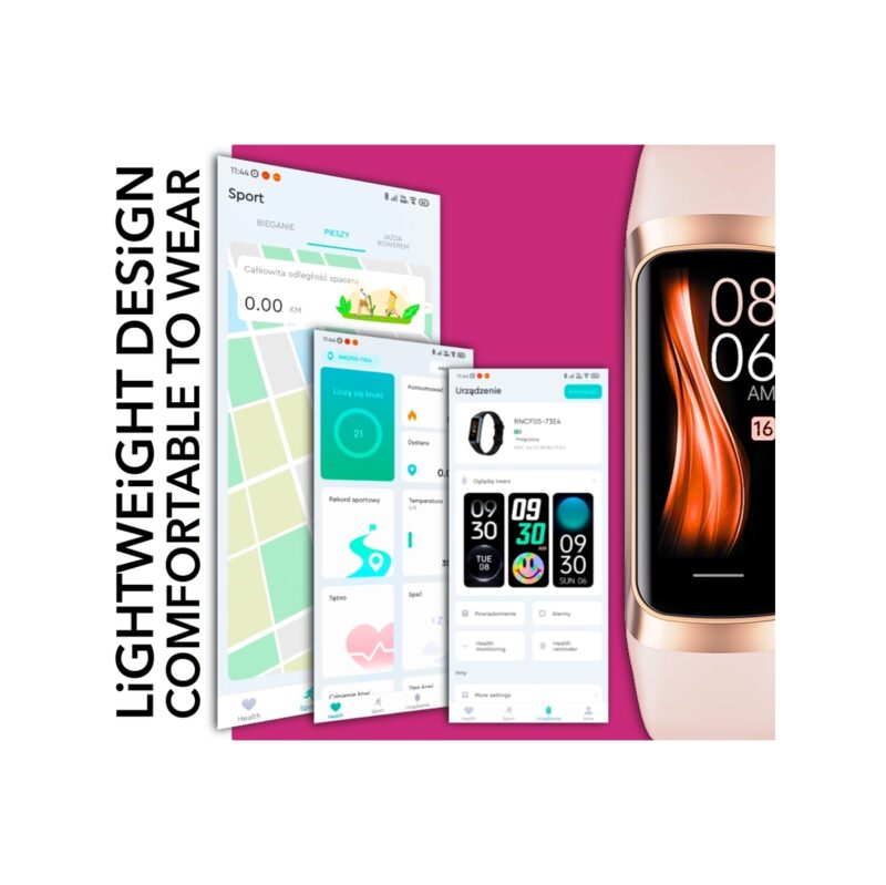 Smartband Damski RUBICON RNCF05 Rose Gold/Berry SMARUB214