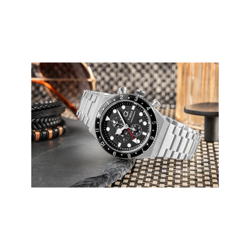 Zegarek Męski TIMEX Q Timex 3-Time Zone Chronograph TW2V69800 + BOX