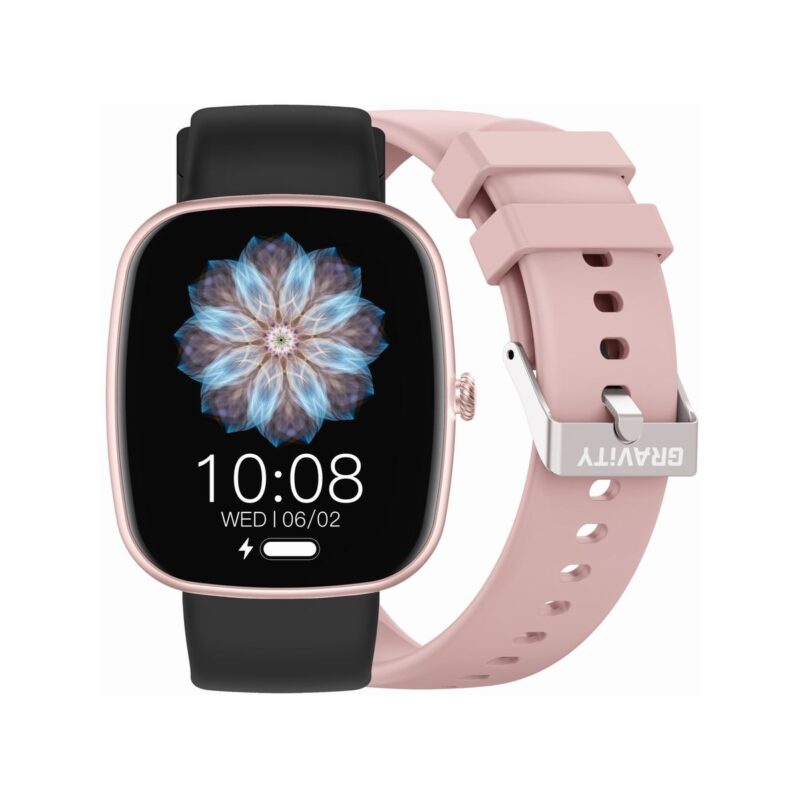 Smartwatch Damski GRAVITY GT18-1 Różowy Pasek Silikonowy + Czarny Pasek