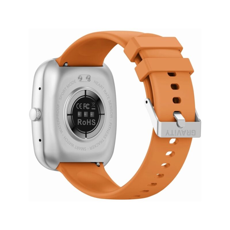 Smartwatch Męski GRAVITY GT18-4 Pomarańczowy Pasek Silikonowy + Czarny Pasek