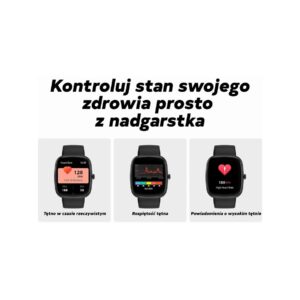 Smartwatch Damski GRAVITY GT18-5 Czarny Pasek Silikonowy + Szary Pasek