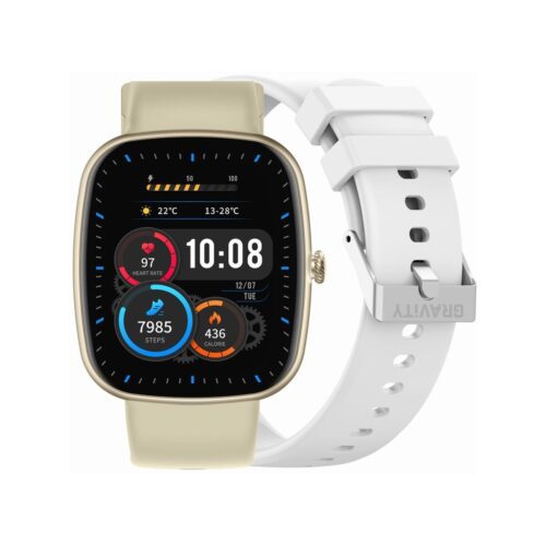 Smartwatch Damski GRAVITY GT18-8 Beżowy Pasek Silikonowy + Biały Pasek