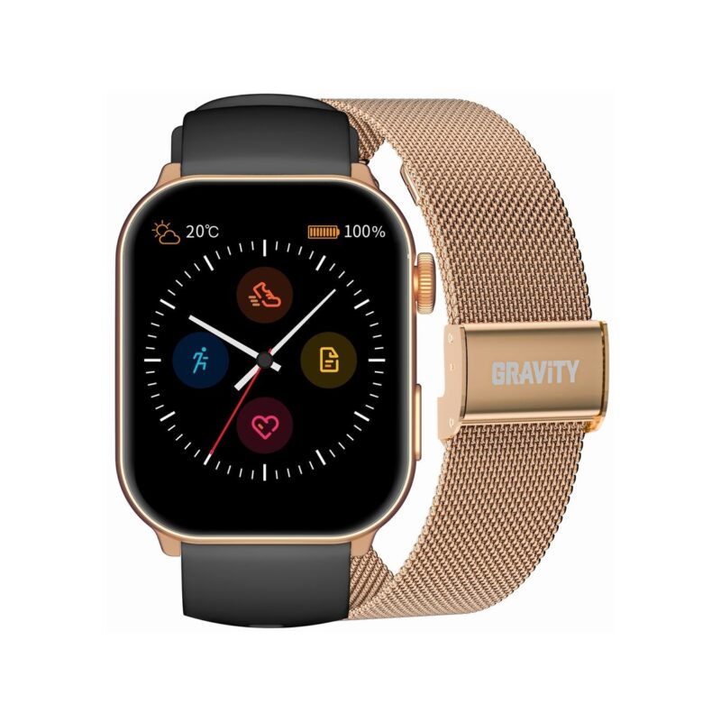 Smartwatch Damski GRAVITY GT28-5 Pasek + Bransoleta Różowe złoto Czarny