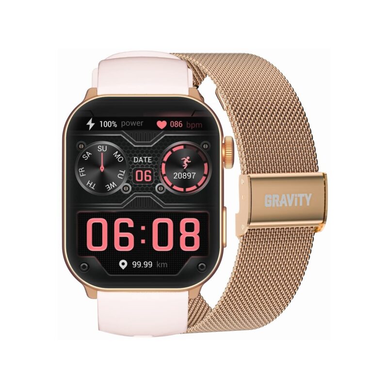 Smartwatch Damski GRAVITY GT28-6 Pasek + Bransoleta Różowe złoto Różowy