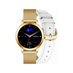 91_28_1_max Smartwatch Gravity Biało Złoty 2 Paski GT25-2 PRO