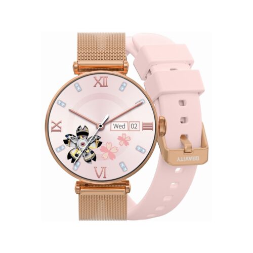 Smartwatch Gravity Różowe Złoto Różowy 2 Paski GT26-1