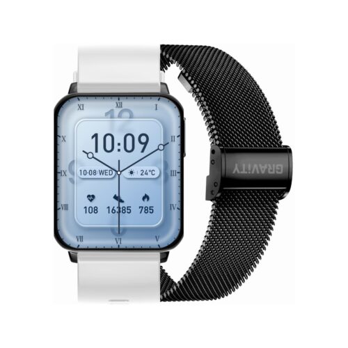 Smartwatch Gravity Biało Czarny 2 Paski GT17-8