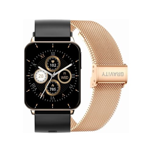 Smartwatch Gravity Różowe Złoto Czarny 2 Paski GT17-5
