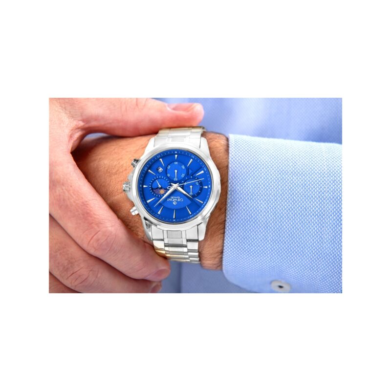 Zegarek Męski Giewont Chronograph Sapphire Srebrno Niebieski GW9460-B3